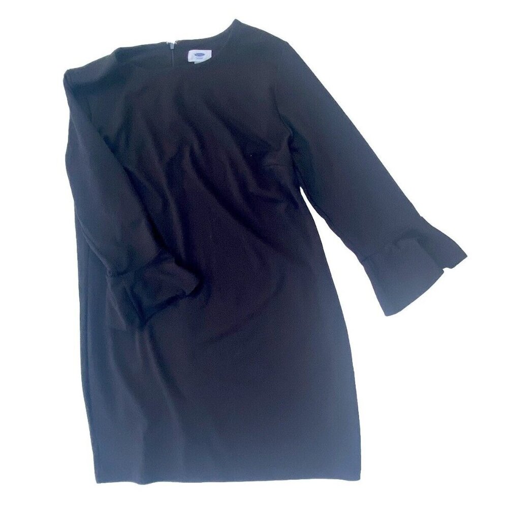 Old Navy Women’s Black 3/4 Flutter Sleeve Midi Pencil Zip Closure Dress Sz Large